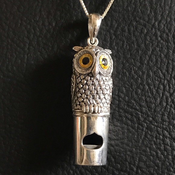 NWOT Solid 925 Sterling Silver Owl Whistle Pendant only,...